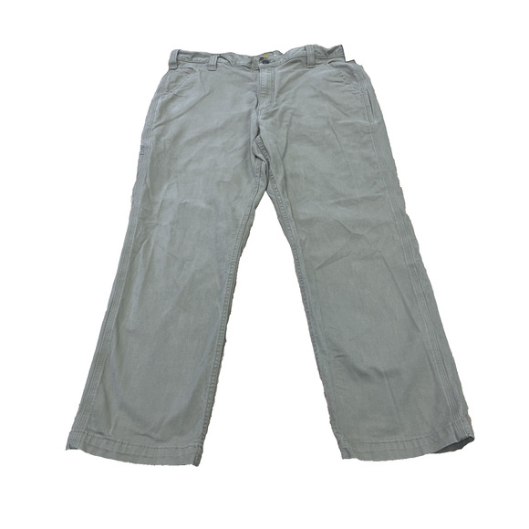 Carhartt Dungaree Relaxed Fit Work Pants 38X30 Beige Canvas Utility Workwear - Picture 1 of 12